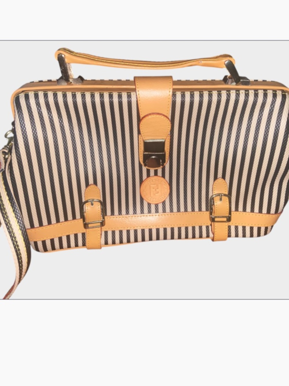 1980s Vintage Fendi Pequin striped handbag